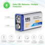 EBL 9V Li-ion Rechargeable Batteries  2PC  and Smart 9V Battery Charger