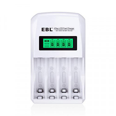 EBL LCD Battery Charger Smart Individual 907 AA AAA Rechargeable Battery Charger for Ni-MH Ni-CD Rechargeable Batteries