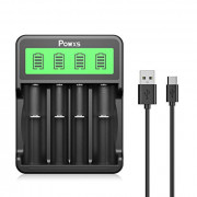 POWXS Universal Lithium 18650 Battery Charger for 3.7V Li-ion 18650 26650 18490 17670 17500 22650 21700 20700 18350 16340 RCR