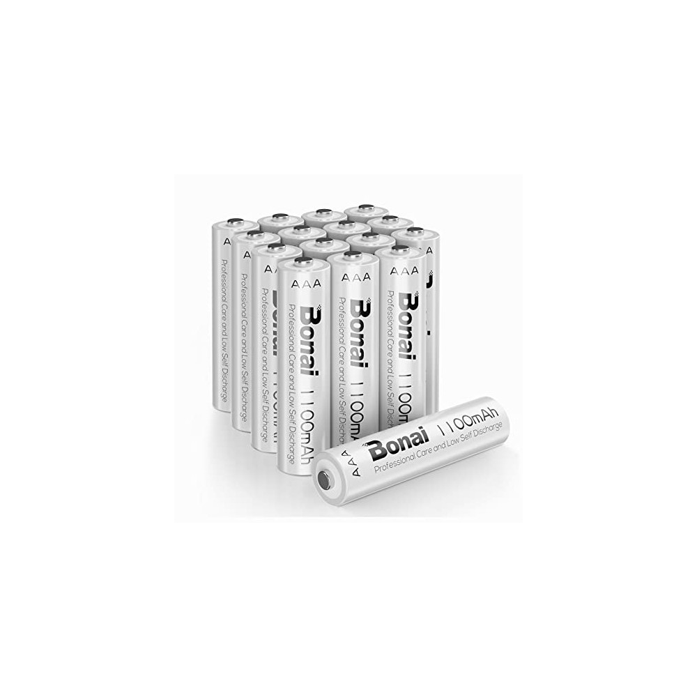 BONAI AAA Rechargeable Batteries 1.2V 1100mAh Ni-MH High-Capacity Triple-A Battery for Clocks, Remotes, Toys, Cameras, Flashl