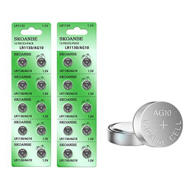 SKOANBE 20Pack LR1130 389 AG10 Button Cell Batteries 1.5V Battery Replacement