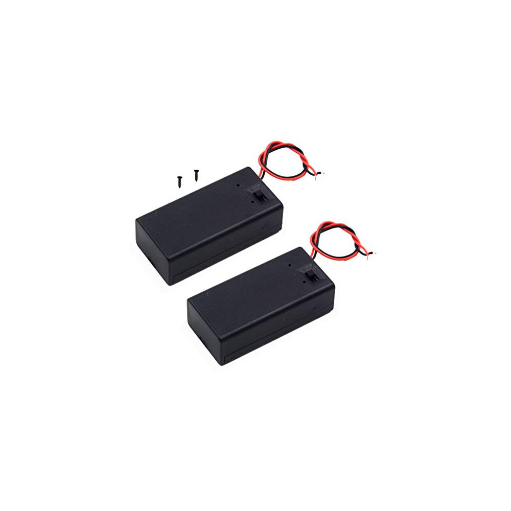 LAMPVPATH  Pack of 2  9v Battery Holder, 9 Volt Battery Holder with Switch, 9v Battery Case with Switch