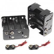 2Set 8 x AA Thicken Battery Holder with I Type Wired Battery Clip Standard Snap Connector