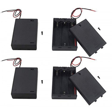 LAMPVPATH  Pack of 4  3 AA Battery Holder with Switch, 4.5V Battery Holder with Switch, 3X 1.5V AA Battery Holder with Leads 