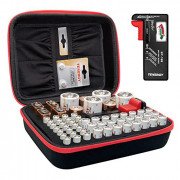Tenergy Battery Organizer Storage Case with Battery Tester, Holds 60 Batteries AA AAA C D 9V  Batteries not Included 