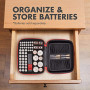 Tenergy Battery Organizer Storage Case with Battery Tester, Holds 60 Batteries AA AAA C D 9V  Batteries not Included 