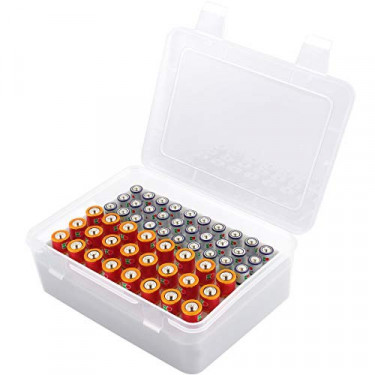 Battery Organizer Storage Box, Garage Case Holder for 24* AA, 30* AAA Batteries  Bag Not Include Batteries Pack 