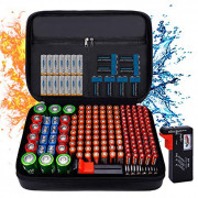 Fireproof Battery Organizer Storage Case Waterproof & Explosionproof, Safe Bag Fits 210+ Batteries Case - with Tester BT-168,