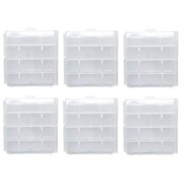 Battery Storage Case for AA or AAA, Battery Holder Box  6 Pack Clear 