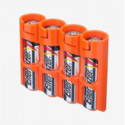 Storacell by Powerpax SlimLine AA Battery Storage Container - Holds 4 Batteries, Orange  Pack of 1 