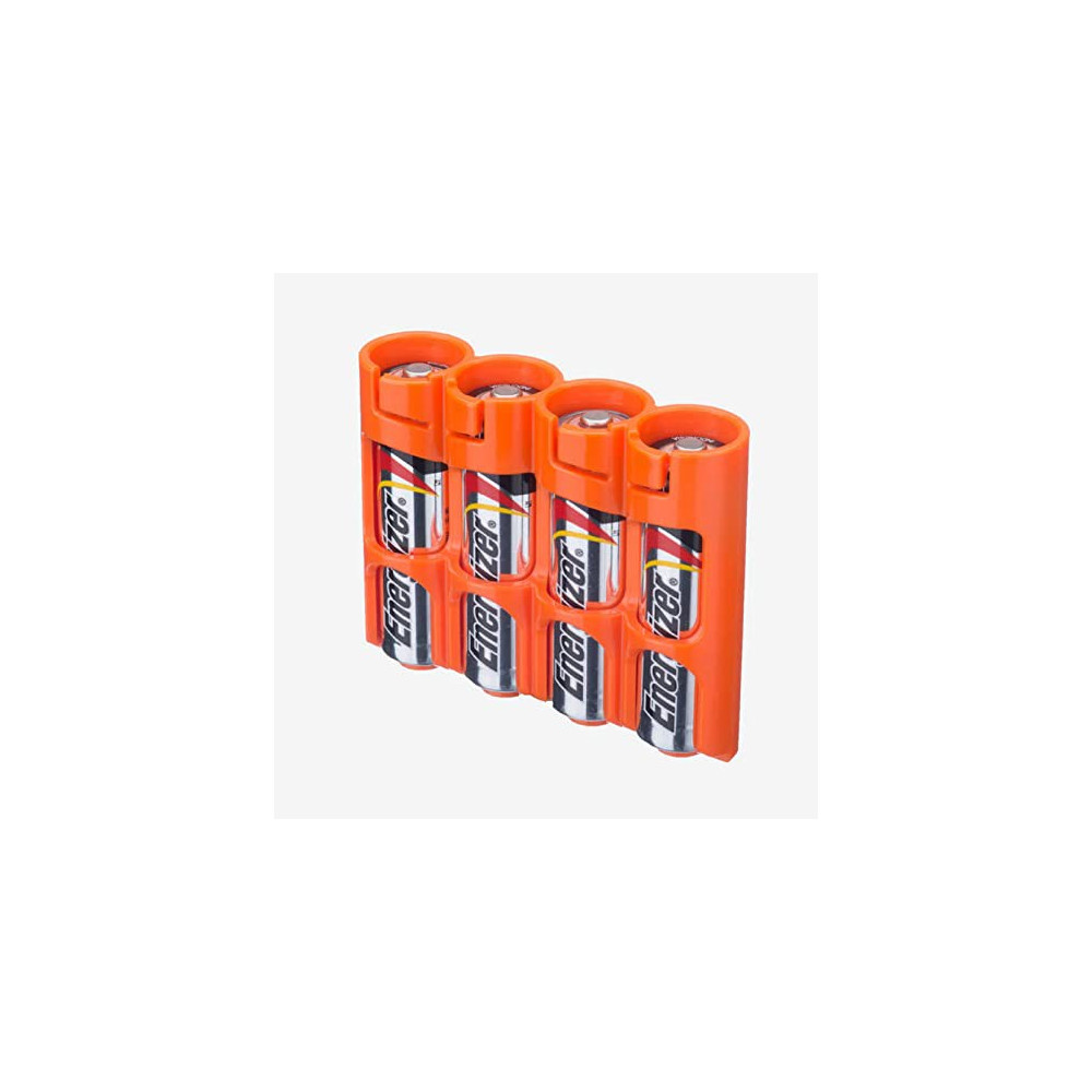 Storacell by Powerpax SlimLine AA Battery Storage Container - Holds 4 Batteries, Orange  Pack of 1 