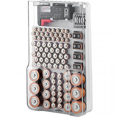 The Battery Organizer and Tester with Cover, Battery Storage Organizer and Case, Holds 93 Batteries of Various Sizes, Include