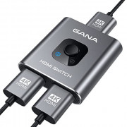 HDMI Switch 4k@60hz Splitter, GANA Aluminum Bidirectional HDMI Switcher 2 in 1 Out, Manual HDMI Hub Supports HD Compatible wi