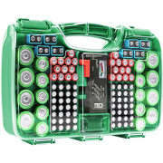 The Battery Organizer, Battery Storage Organizer Hinged Clear Cover with Locking Lid, Holds 180 Batteries, Includes a Removab