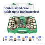 The Battery Organizer, Battery Storage Organizer Hinged Clear Cover with Locking Lid, Holds 180 Batteries, Includes a Removab