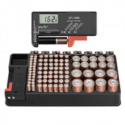 The Battery Storage Organizer Case and Battery Tester, Holds 110 Batteries Various Sizes for AAA, AA, 9V, C, D and Button Bat