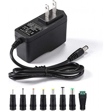 12V 2A AC Adapter Charger Replacement with 8 Tips, Regulated 12 Volts 2000mA Power Supply Cord for LED Strip Light, CCTV Came