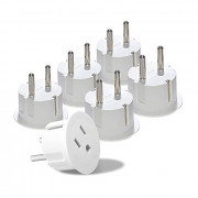 Orei American USA to European Schuko Germany Plug Adapters CE Certified Heavy Duty - 6 Pack - Perfect for Travelling with Cel