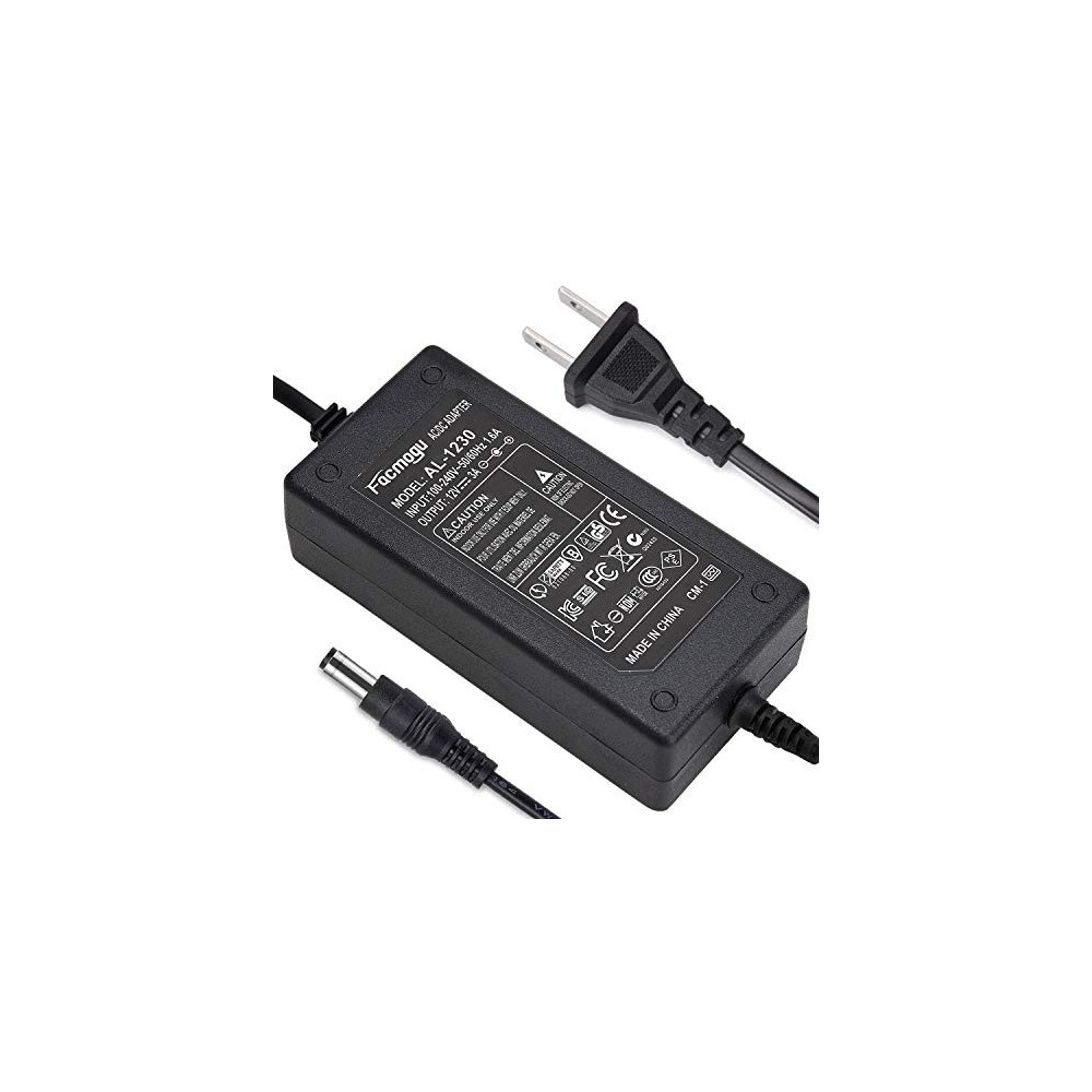 Facmogu DC 12V 3A Power Adapter, 36 Watt AC 100-240V to DC 12V Transformers, Switching Power Supply for LCD Monitor, Wireless