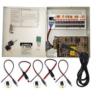 Evertech 16 Channel 12 Volt DC Output CCTV Distributed Power Supply Box for Security Camera with 18 Pcs. DC Male Pigtail