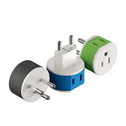 Thailand Power Plug Adapter by OREI with 2 USA Inputs - Travel 3 Pack - 2 x Type O, 1 x Type C  US-18  Safe Grounded Use with