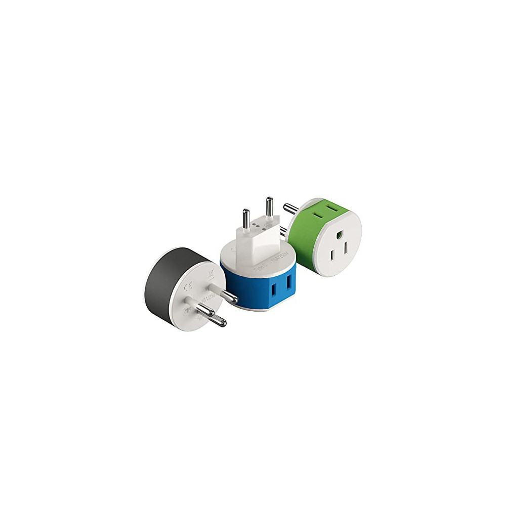 Thailand Power Plug Adapter by OREI with 2 USA Inputs - Travel 3 Pack - 2 x Type O, 1 x Type C  US-18  Safe Grounded Use with