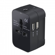Travel Adapter, Worldwide All in One Universal Travel Adaptor Wall AC Power Plug Adapter Wall Charger with Dual USB Charging 