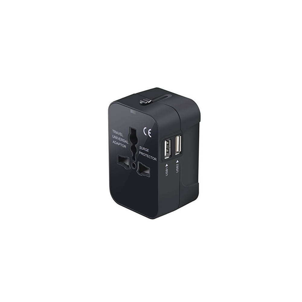 Travel Adapter, Worldwide All in One Universal Travel Adaptor Wall AC Power Plug Adapter Wall Charger with Dual USB Charging 
