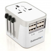 Power Plug Adapter - 4 USB Ports Wall Charger - Fast Charging Adapter for 150 Countries - Multi Port Electric Plug - Type C T