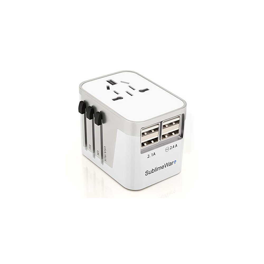 Power Plug Adapter - 4 USB Ports Wall Charger - Fast Charging Adapter for 150 Countries - Multi Port Electric Plug - Type C T