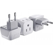 Ceptics European Travel Plug Adapter Europe Power Adaptor Charger Dual Input - Ultra Compact - Light Weight - USA to any Type