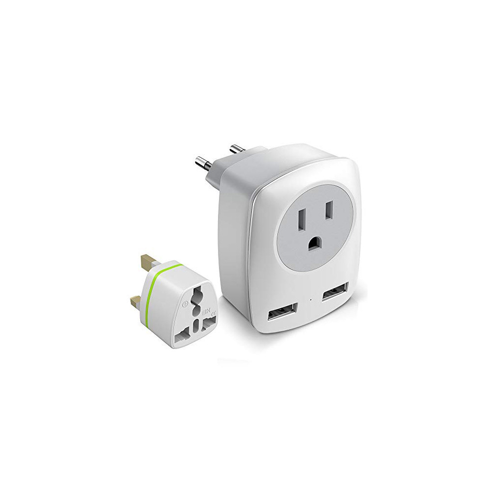 European Travel Plug Adapter for Europe & UK, American to Ireland Italy France Spain Greece Germany Israel Travel Essentials,