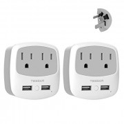 China Australia New Zealand Power Plug Adapter, TESSAN Type I Travel Charger with 2 USB Ports 2 AC Outlets, US to Australian 