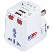 Hero Universal Travel Adapter  2 USB Ports  – Power Plug for US Europe France UK Ireland Thailand NZ Australia 100+ Countries