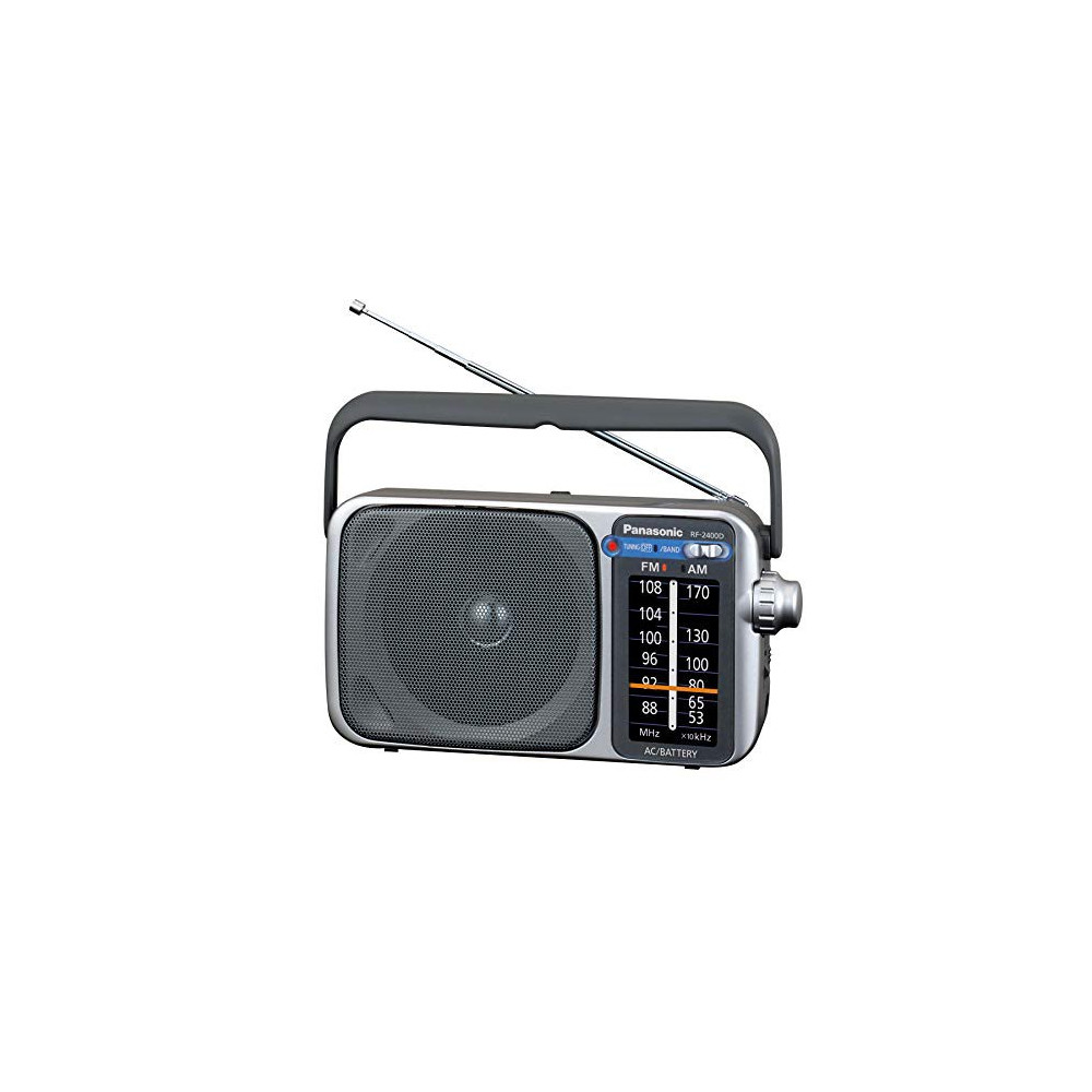 Panasonic Portable AM / FM Radio, Battery Operated Analog Radio, AC Powered, Silver  RF-2400D 