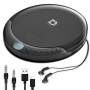Deluxe Products CD Player Portable with 60 Second Anti Skip, Stereo Earbuds, Includes Aux in Cable and AC USB Power Cable for