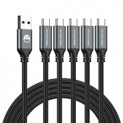 USB Type-C Cable 5pack 6ft Fast Charging 3A Quick Charger Cord, Type C to A Cable 6 Foot Compatible Samsung Galaxy S10 S9 S8 