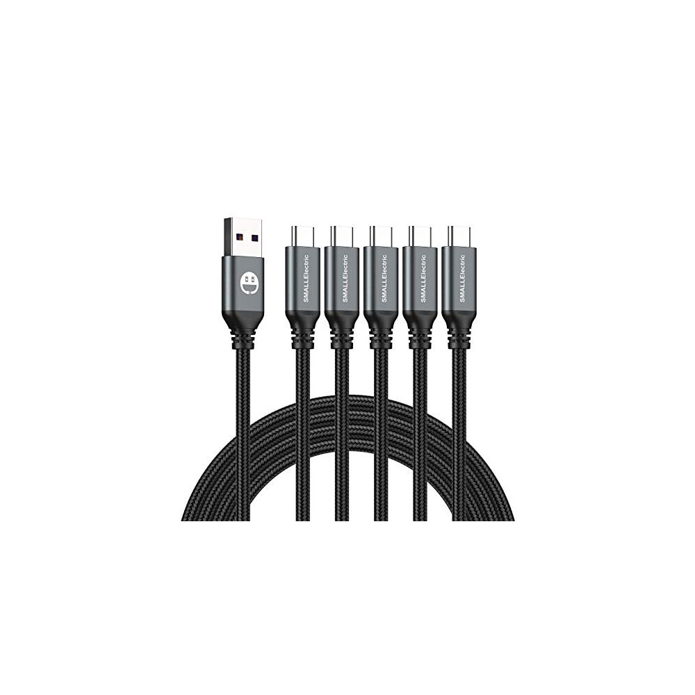 USB Type-C Cable 5pack 6ft Fast Charging 3A Quick Charger Cord, Type C to A Cable 6 Foot Compatible Samsung Galaxy S10 S9 S8 