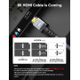 Highwings 8K HDMI Cable 2.1 48Gbps 6.6FT/2M, High Speed HDMI Braided Cord-4K@120Hz 8K@60Hz, DTS:X, HDCP 2.2 & 2.3, HDR 10 Com