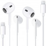 2 Pack Apple Earbuds with Lightning Connector【Apple MFi Certified】 Wired in-Ear Stereo Noise Canceling Isolating Headphones f