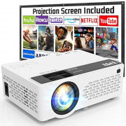 TMY Projector 7500 Lumens with 100" Projector Screen, 1080P Full HD Supported Portable Projector, Mini Movie Projector Compat