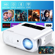 GROVIEW Projector, 15000lux 490ANSI Native 1080P WiFi Bluetooth Projector, 300 Video Projector, Supports 4K & Zoom, 5G Sync