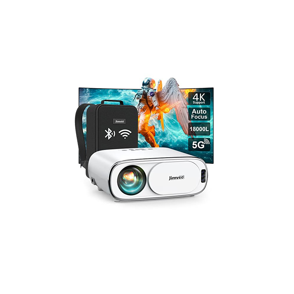 [Auto-Focus] Projector with 5G WiFi and Bluetooth:Jimveo 480 ANSI 18000L Native 1080P Outdoor Movie Projector 4k Support,Auto