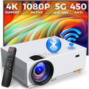 Mini Projector with 5G WiFi and Bluetooth, ALVAR 15000L 450 ANSI Native 1080P Portable Projector 4K Support, Outdoor Movie Pr
