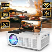 TMY 5G WiFi Projector with Bluetooth 5.1, 9000 Lumens HD Movie Projector, 1080P Supported Mini Projector, Portable Outdoor Pr