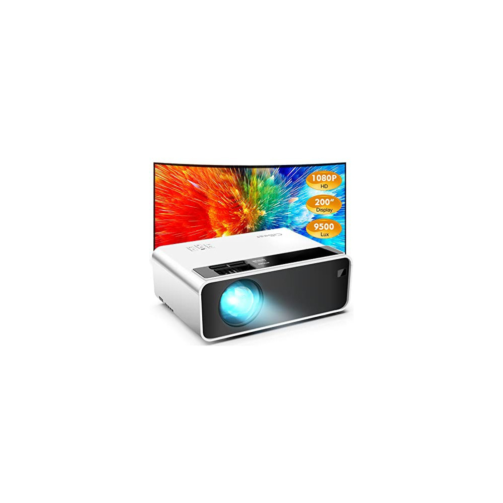 Mini Projector, CiBest Outdoor Projector 1080P Full HD, 2023 Upgraded 9500L Portable Projector, Small Home Movie Projector 20