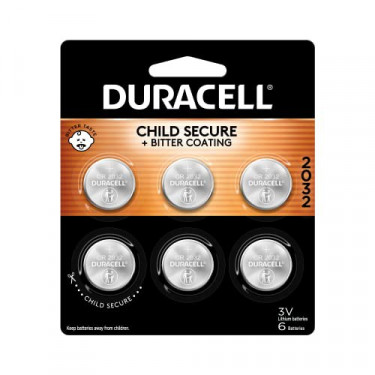 Duracell CR2032 3V Lithium Battery, Child Safety Features, 6 Count Pack, Lithium Coin Battery for Key Fob, Car Remote, Glucos