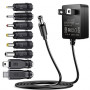 5V 2A AC Adapter, SoulBay 10Watt AC100-240V to DC 5Volt 2Amp Versatile Charger Power Adapter w/ 8 Tips, for USB Hub, TV Box, 