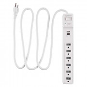 Amazon Basics 6-Outlet Surge Protector Power Strip with 2 USB Ports - 1000 Joule, White
