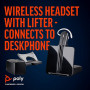 Plantronics - CS540 Wireless DECT Headset with Lifter  Poly  - Single Ear  Mono  Convertible  3 wearing styles  - Connects to